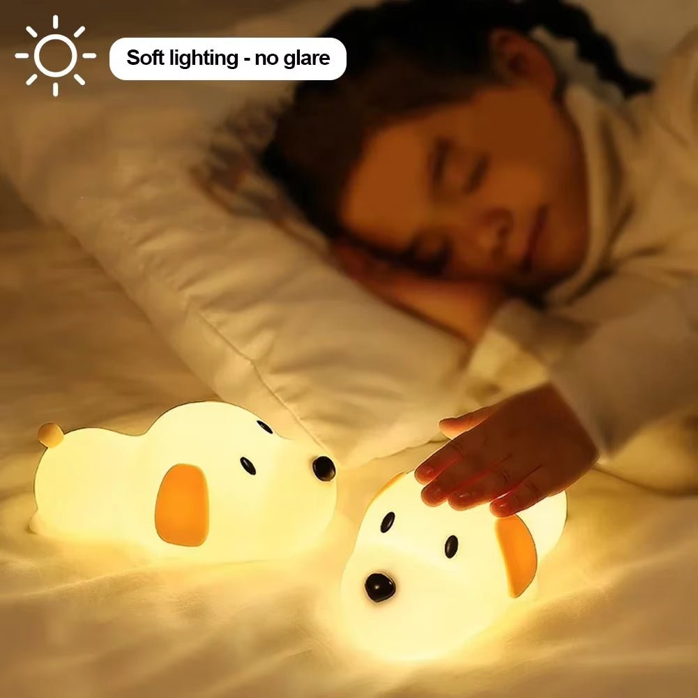 Cute Puppy Dog Touch Senor Night Light Silicone Dimmable Atmosphere Lamp Children Kids Holiday Gift Sleeping Bedroom Night Lamps - TechNova
