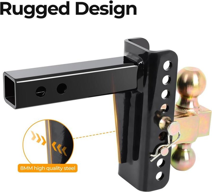 Adjustable Trailer Hitch Ball,Heavy Duty Towing Hitch,8 Inch Drop/Rise Mount Fit 2 Inch Receiver, 2" and 2 - 5/16" Dual Ball,Include 2 Anti - Theft Locks Pin Lockable Tow Boating Accessories Boat Fenders - TechNova