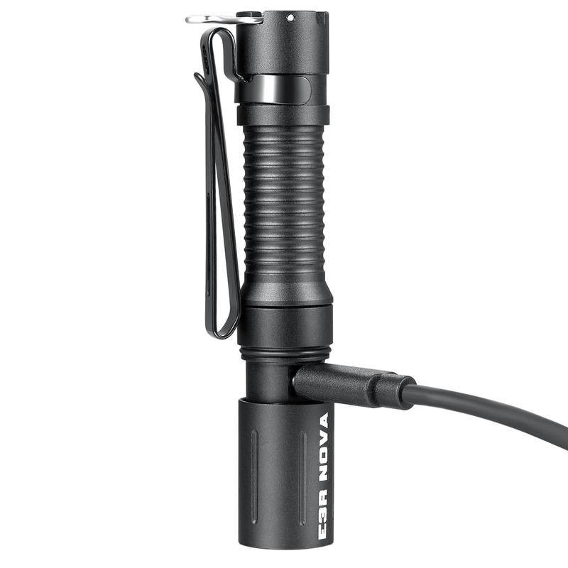 Powertac E3R Nova 820 Lumen Rechargeable Flashlight High Power Torch with 86 Meter Beam Distance Type C Charging Port Sub Compact Design IPX - 8 Waterproof - TechNova