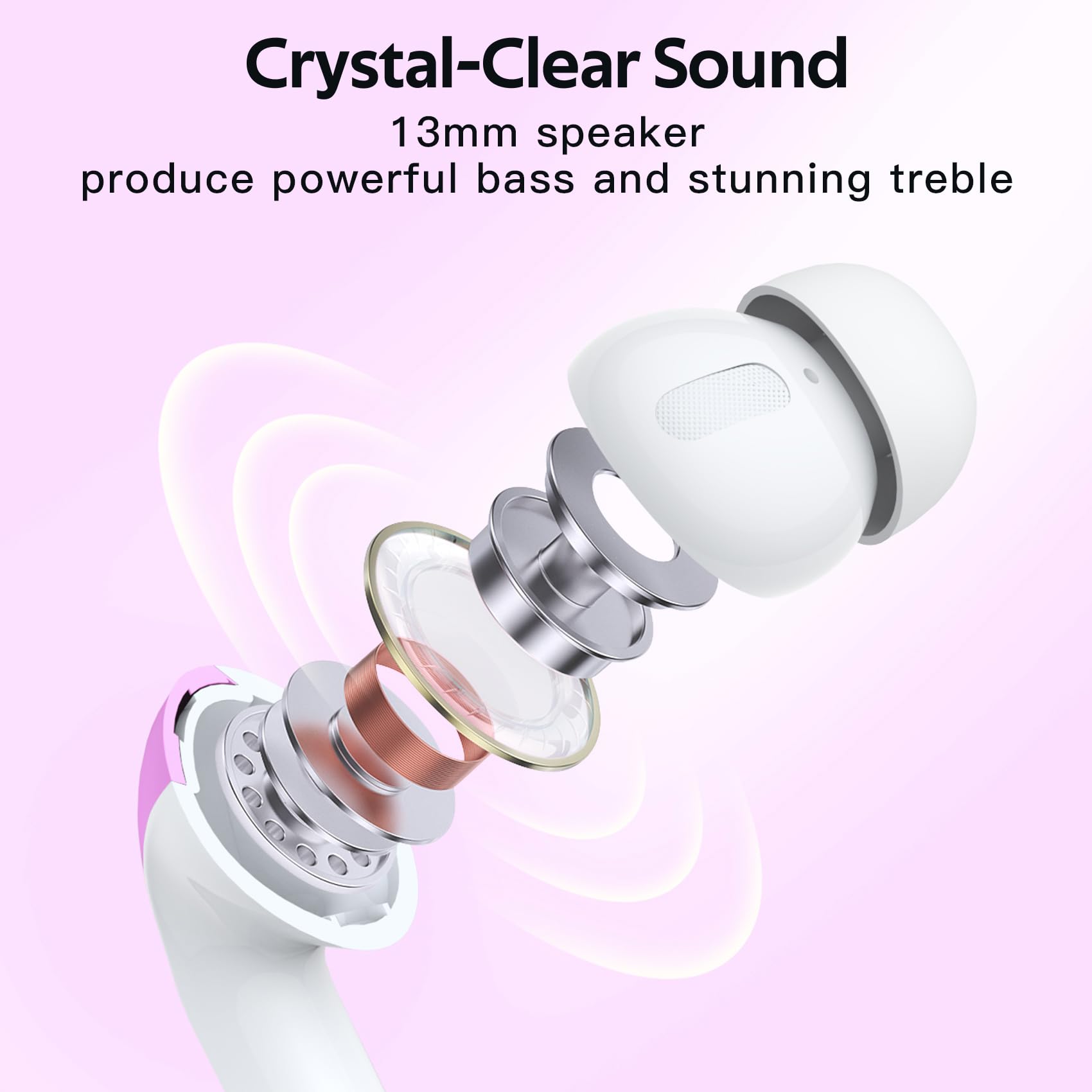 TAGRY Bluetooth Headphones True Wireless Earbuds 60H Playback LED Power Display Earphones with Wireless Charging Case IPX5 Waterproof in - Ear Ear buds with Mic for TV Smart Phone Laptop Computer Sports - TechNova