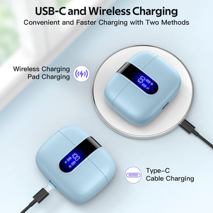 TAGRY Bluetooth Headphones True Wireless Earbuds 60H Playback LED Power Display Earphones with Wireless Charging Case IPX5 Waterproof in - Ear Ear buds with Mic for TV Smart Phone Laptop Computer Sports - TechNova