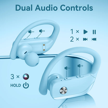 bmani Ear Buds Wireless Earbuds Bluetooth Headphones with 80H Playtime LED Display Case, Over - Ear Hook with Mic, Stereo Sound, Easy Button Controls, Sports Earphones for Running Workout Gym Black - TechNova