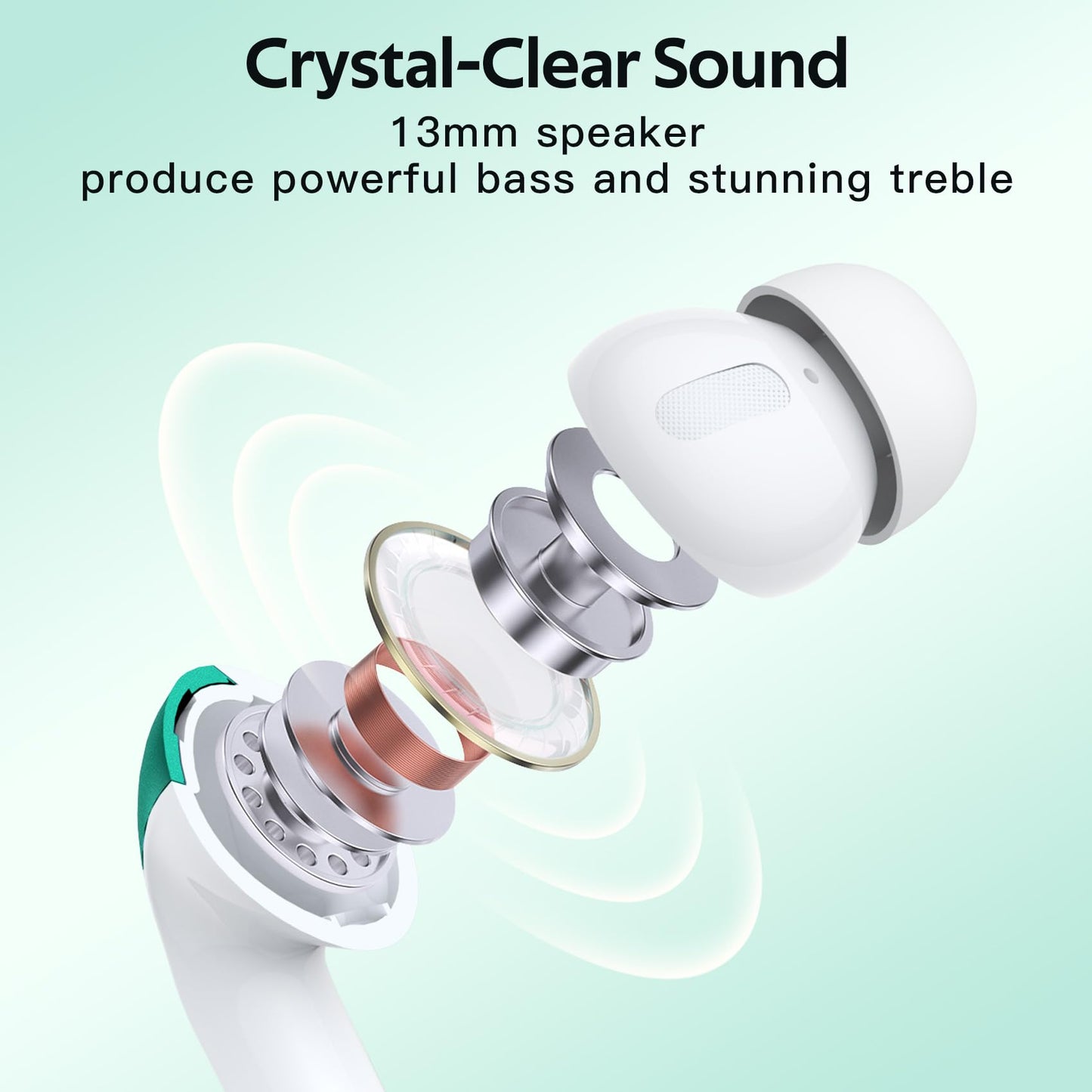 TAGRY Bluetooth Headphones True Wireless Earbuds 60H Playback LED Power Display Earphones with Wireless Charging Case IPX5 Waterproof in - Ear Ear buds with Mic for TV Smart Phone Laptop Computer Sports - TechNova