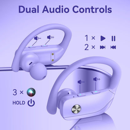 bmani Ear Buds Wireless Earbuds Bluetooth Headphones with 80H Playtime LED Display Case, Over - Ear Hook with Mic, Stereo Sound, Easy Button Controls, Sports Earphones for Running Workout Gym Black - TechNova