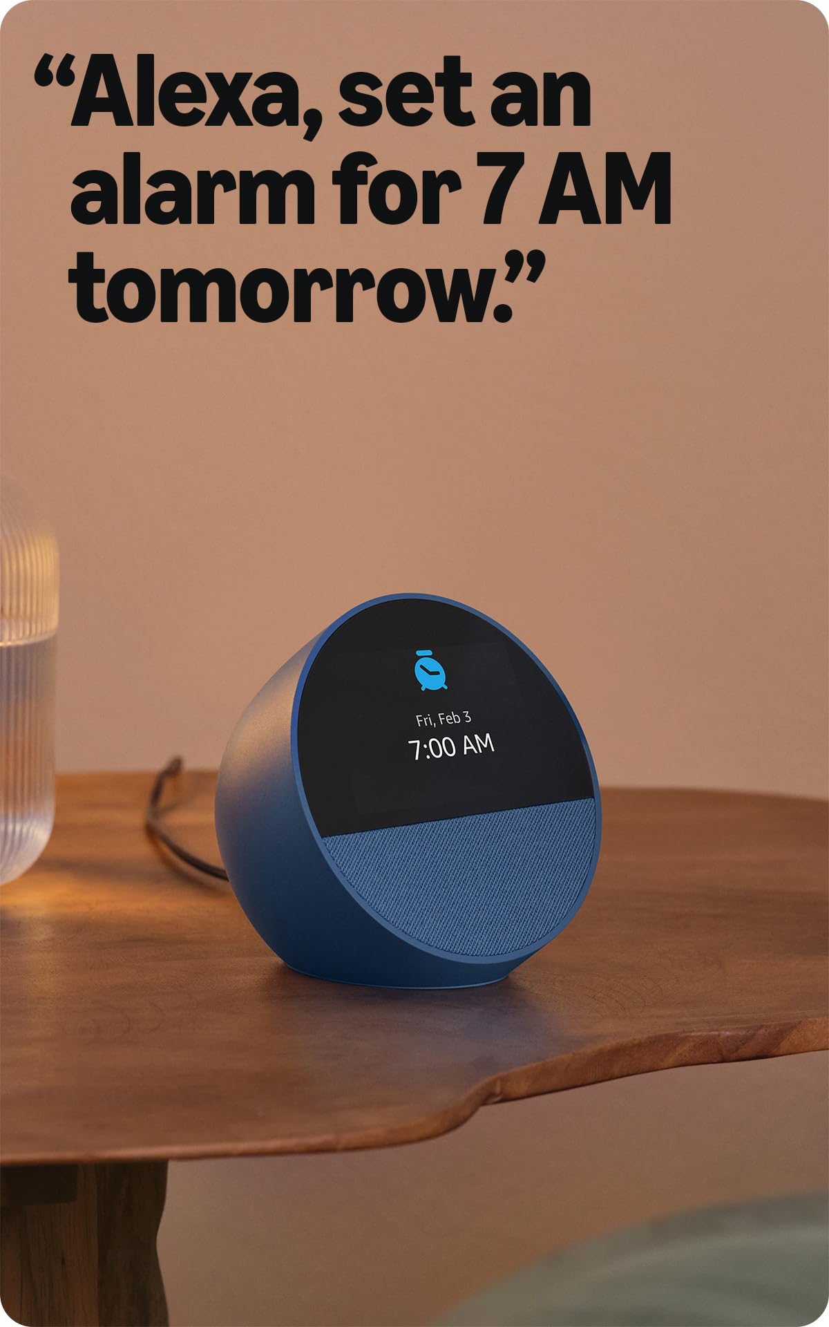 Amazon Echo Spot, Great for nightstands, offices and kitchens, Smart alarm clock with Alexa, Black - TechNova