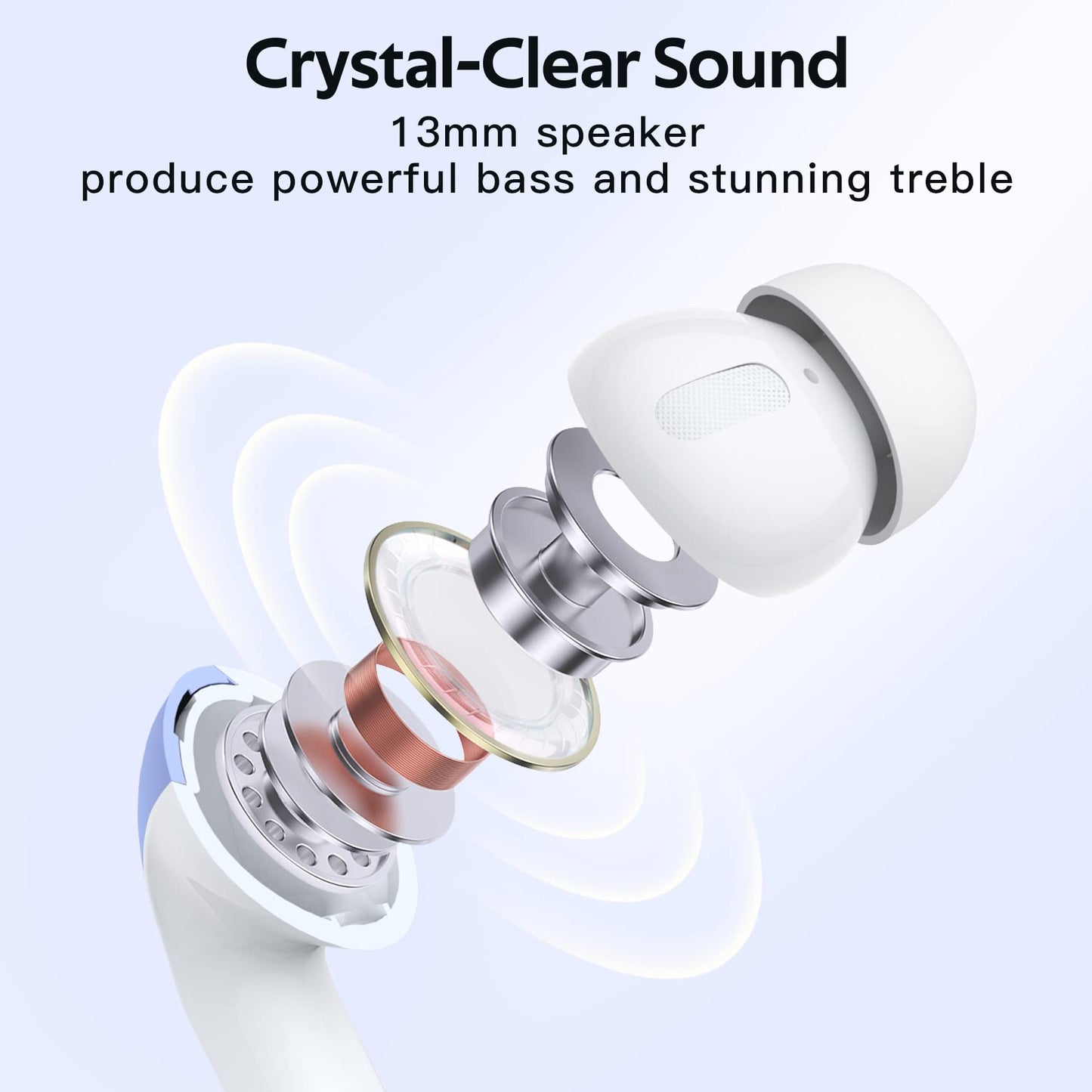 TAGRY Bluetooth Headphones True Wireless Earbuds 60H Playback LED Power Display Earphones with Wireless Charging Case IPX5 Waterproof in - Ear Ear buds with Mic for TV Smart Phone Laptop Computer Sports - TechNova