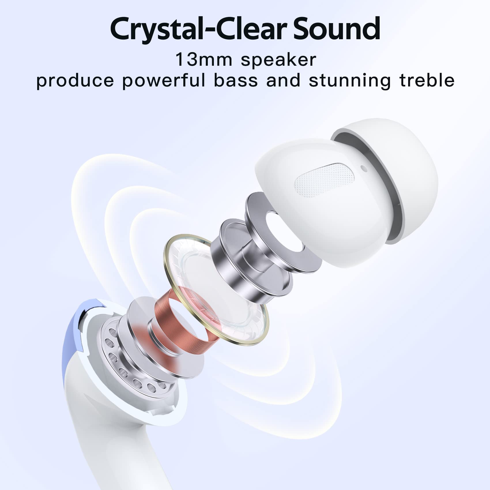 TAGRY Bluetooth Headphones True Wireless Earbuds 60H Playback LED Power Display Earphones with Wireless Charging Case IPX5 Waterproof in - Ear Ear buds with Mic for TV Smart Phone Laptop Computer Sports - TechNova