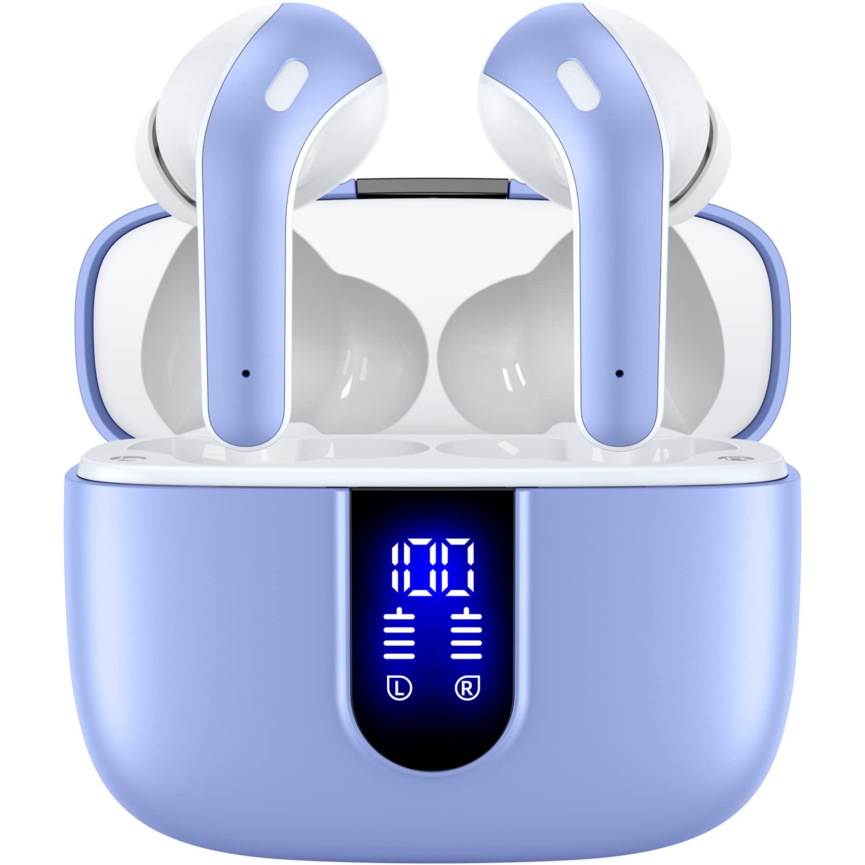 TAGRY Bluetooth Headphones True Wireless Earbuds 60H Playback LED Power Display Earphones with Wireless Charging Case IPX5 Waterproof in - Ear Ear buds with Mic for TV Smart Phone Laptop Computer Sports - TechNova