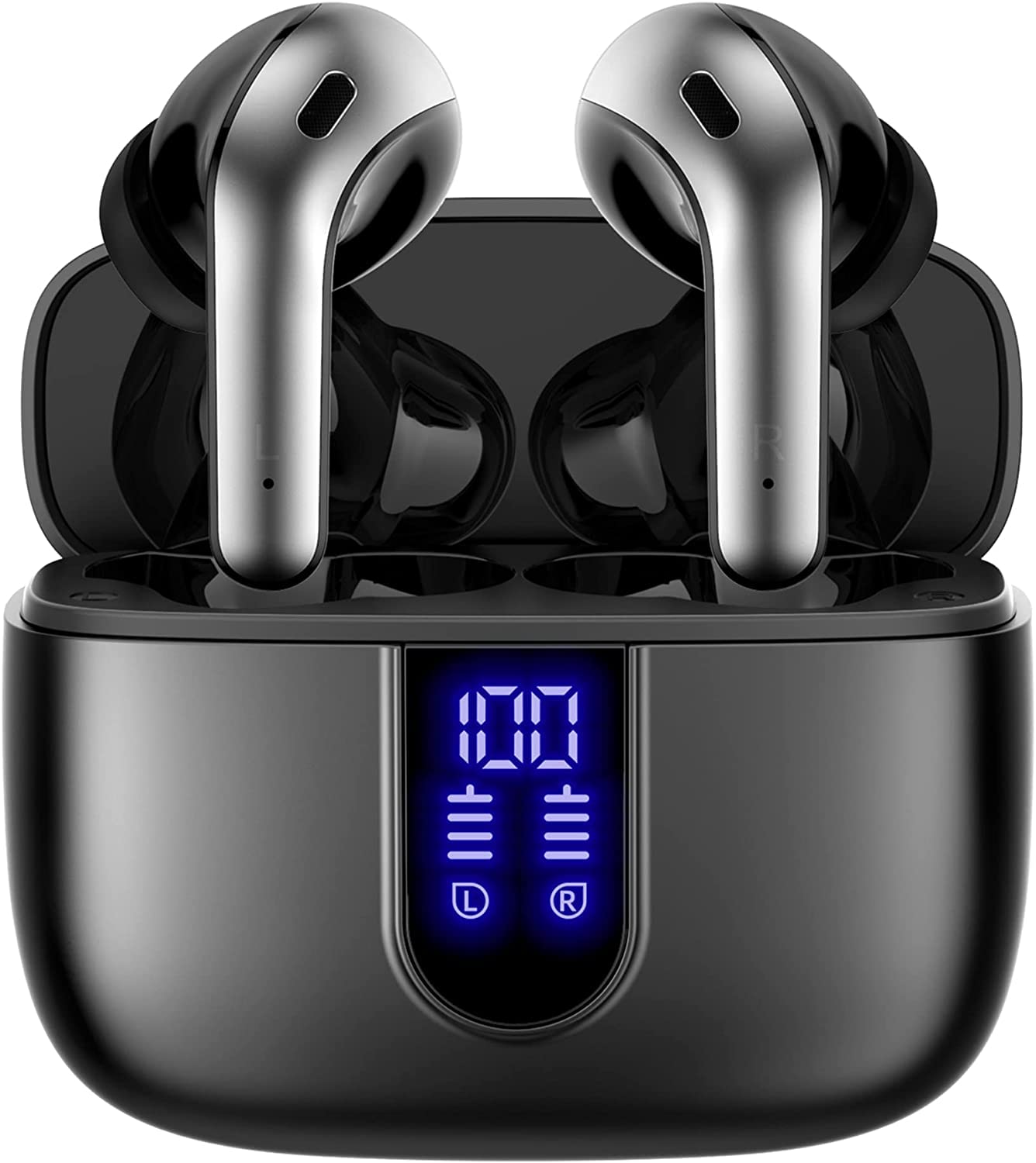 TAGRY Bluetooth Headphones True Wireless Earbuds 60H Playback LED Power Display Earphones with Wireless Charging Case IPX5 Waterproof in - Ear Ear buds with Mic for TV Smart Phone Laptop Computer Sports - TechNova
