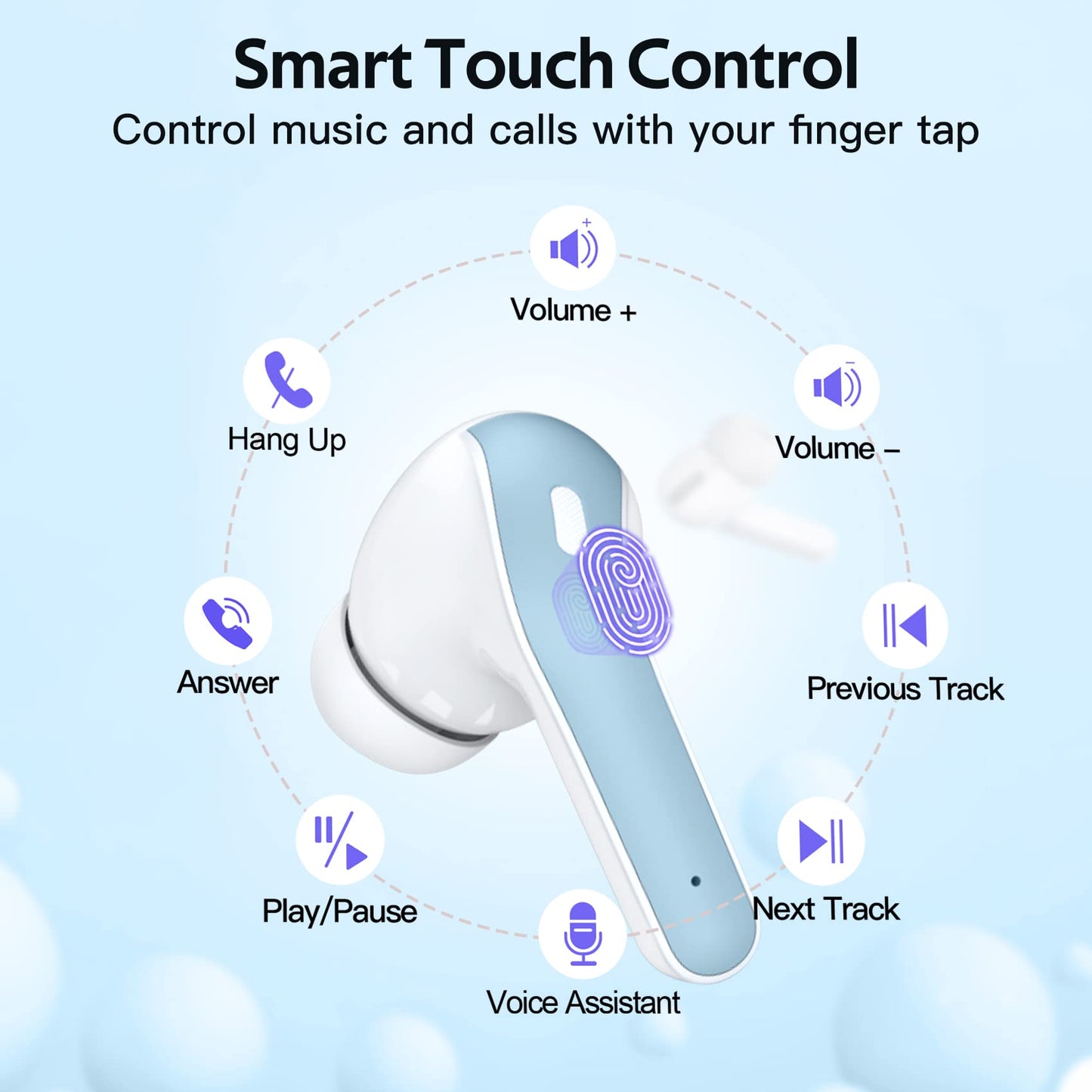 TAGRY Bluetooth Headphones True Wireless Earbuds 60H Playback LED Power Display Earphones with Wireless Charging Case IPX5 Waterproof in - Ear Ear buds with Mic for TV Smart Phone Laptop Computer Sports - TechNova