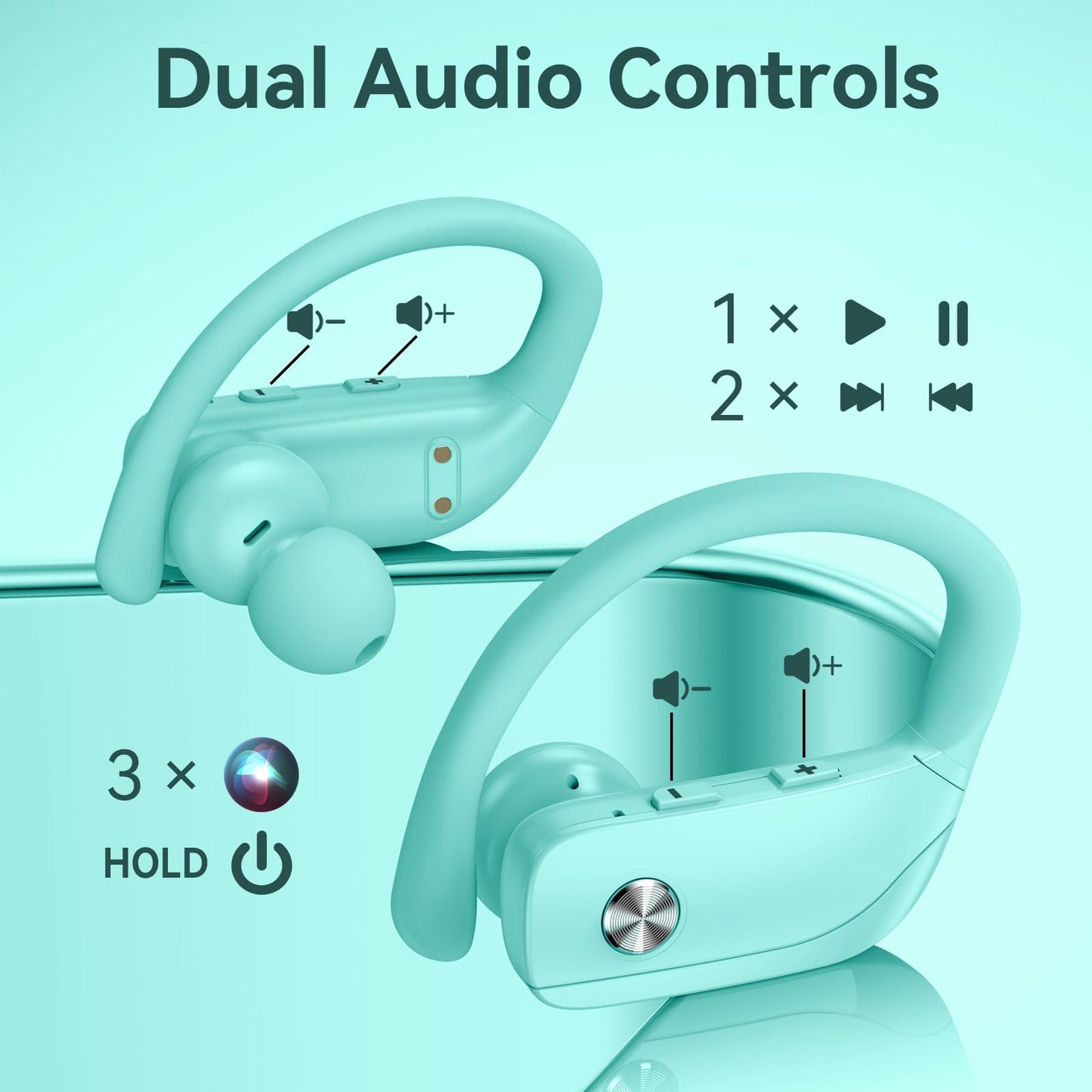 bmani Ear Buds Wireless Earbuds Bluetooth Headphones with 80H Playtime LED Display Case, Over - Ear Hook with Mic, Stereo Sound, Easy Button Controls, Sports Earphones for Running Workout Gym Black - TechNova