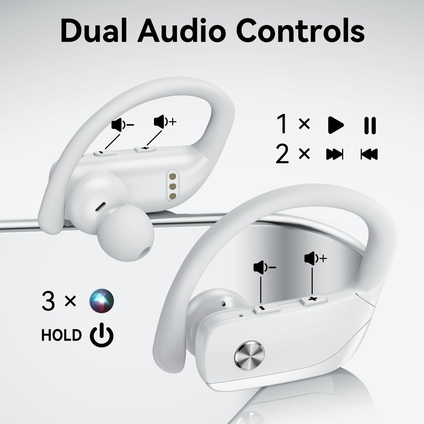 bmani Ear Buds Wireless Earbuds Bluetooth Headphones with 80H Playtime LED Display Case, Over - Ear Hook with Mic, Stereo Sound, Easy Button Controls, Sports Earphones for Running Workout Gym Black - TechNova