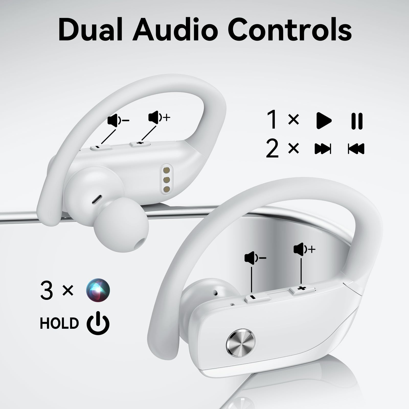 bmani Ear Buds Wireless Earbuds Bluetooth Headphones with 80H Playtime LED Display Case, Over - Ear Hook with Mic, Stereo Sound, Easy Button Controls, Sports Earphones for Running Workout Gym Black - TechNova