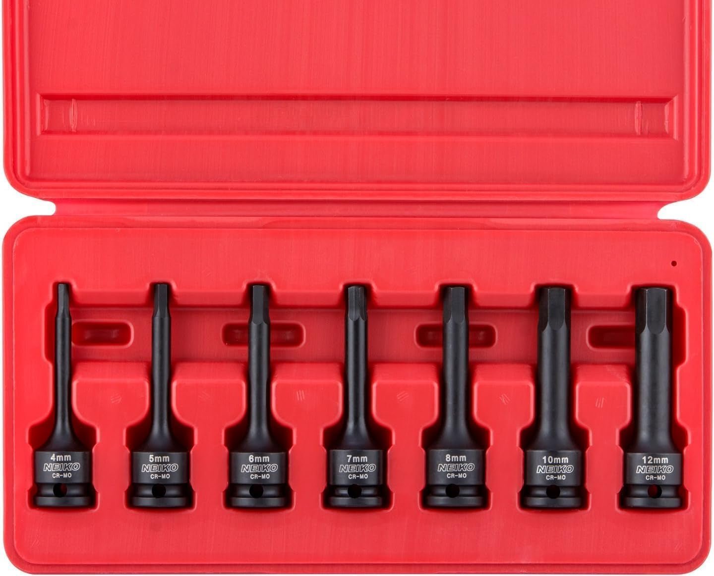 01130B 3/8" Drive Allen Socket Set, 7 Piece, 3 Inch, 3/8” Impact Hex Bit Socket Set, Metric Hex Driver 4 Mm to 12 Mm, Chrome - Moly Cr - Mo Impact Grade - TechNova