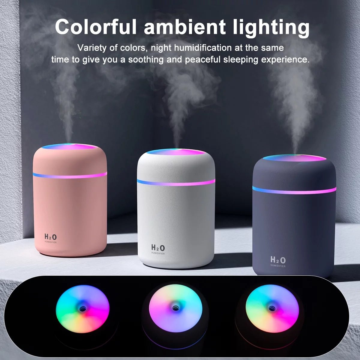 Portable Mini Humidifier, 300Ml Small Cool Mist Humidifier, Quiet Humidifier for Car - Black - TechNova