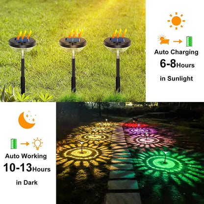 6 Pack Outdoor Solar Dual Mode Waterproof LED Lights - White & Multi-Color - TechNova