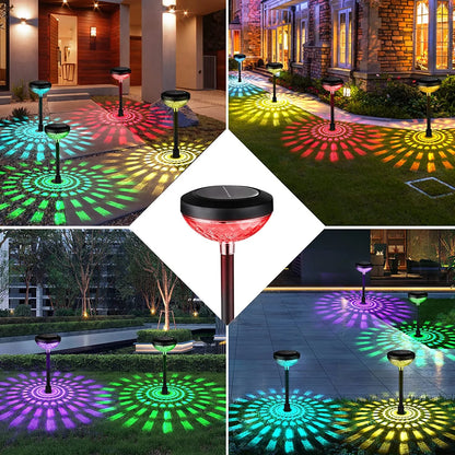 6 Pack Outdoor Solar Dual Mode Waterproof LED Lights - White & Multi-Color - TechNova