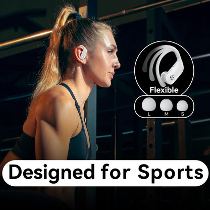 bmani Ear Buds Wireless Earbuds Bluetooth Headphones with 80H Playtime LED Display Case, Over - Ear Hook with Mic, Stereo Sound, Easy Button Controls, Sports Earphones for Running Workout Gym Black - TechNova