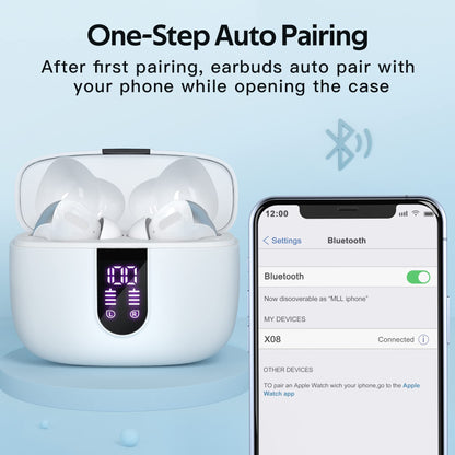 TAGRY Bluetooth Headphones True Wireless Earbuds 60H Playback LED Power Display Earphones with Wireless Charging Case IPX5 Waterproof in - Ear Ear buds with Mic for TV Smart Phone Laptop Computer Sports - TechNova