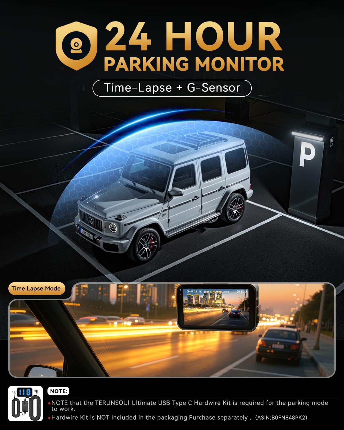 4K+4K Dash Cam Front and Rear, Free 128GB Card Included, 5.8GHz WiFi Dash Camera for Cars, Built - in GPS, G - Sensor, 170°Wide Angle, 3" IPS Screen, 24H Parking Mode, Support 512GB Max - TechNova