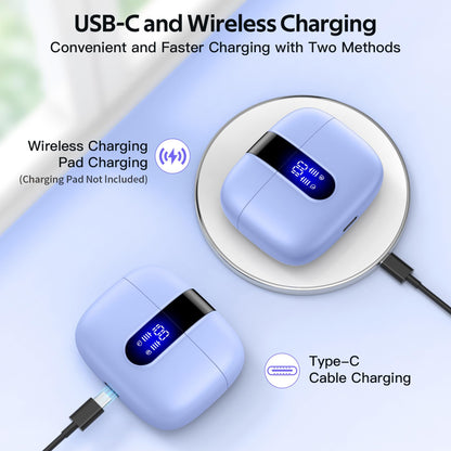 TAGRY Bluetooth Headphones True Wireless Earbuds 60H Playback LED Power Display Earphones with Wireless Charging Case IPX5 Waterproof in - Ear Ear buds with Mic for TV Smart Phone Laptop Computer Sports - TechNova