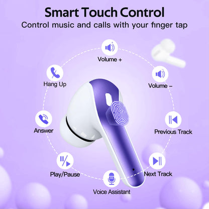 TAGRY Bluetooth Headphones True Wireless Earbuds 60H Playback LED Power Display Earphones with Wireless Charging Case IPX5 Waterproof in - Ear Ear buds with Mic for TV Smart Phone Laptop Computer Sports - TechNova