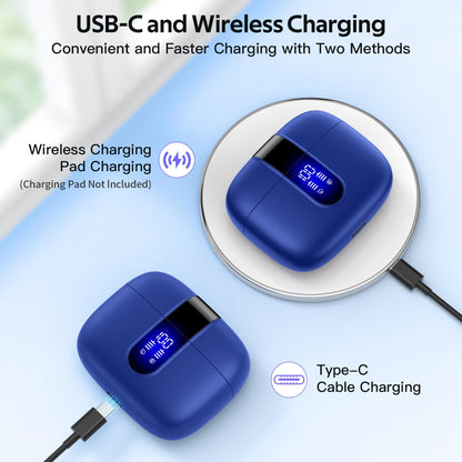 TAGRY Bluetooth Headphones True Wireless Earbuds 60H Playback LED Power Display Earphones with Wireless Charging Case IPX5 Waterproof in - Ear Ear buds with Mic for TV Smart Phone Laptop Computer Sports - TechNova