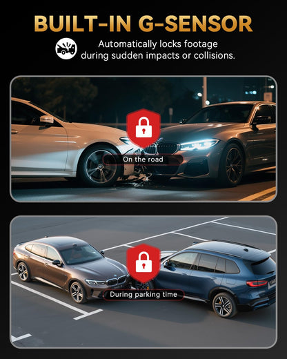 4K+4K Dash Cam Front and Rear, Free 128GB Card Included, 5.8GHz WiFi Dash Camera for Cars, Built - in GPS, G - Sensor, 170°Wide Angle, 3" IPS Screen, 24H Parking Mode, Support 512GB Max - TechNova