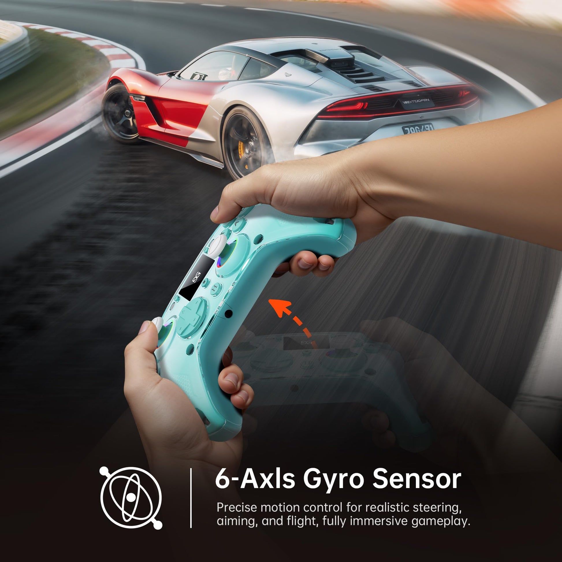 GUSGU G7 Wireless Gaming Controller with Interactive Screen, 1000Hz Polling Rate, Hall Joysticks & Triggers, 4 Programmable Buttons, Compatible with PC, Switch1, PS4, iOS, Android, Red - TechNova