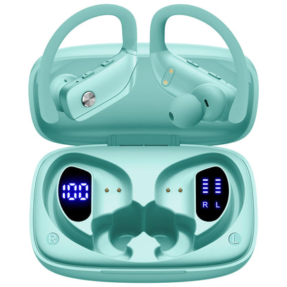 bmani Ear Buds Wireless Earbuds Bluetooth Headphones with 80H Playtime LED Display Case, Over - Ear Hook with Mic, Stereo Sound, Easy Button Controls, Sports Earphones for Running Workout Gym Black - TechNova