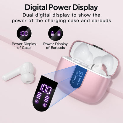 TAGRY Bluetooth Headphones True Wireless Earbuds 60H Playback LED Power Display Earphones with Wireless Charging Case IPX5 Waterproof in - Ear Ear buds with Mic for TV Smart Phone Laptop Computer Sports - TechNova