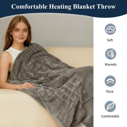 Heated Blanket Electric Throw, 50"X60" Heating Blanket Waffle with 12 Heat Levels, Fast Heating Blanket with 1 - 12 Timer, Overheat Protection with ETL & FCC for Bed Home Office Sofa (Light Gray） - TechNova