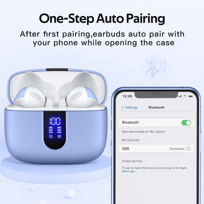 TAGRY Bluetooth Headphones True Wireless Earbuds 60H Playback LED Power Display Earphones with Wireless Charging Case IPX5 Waterproof in - Ear Ear buds with Mic for TV Smart Phone Laptop Computer Sports - TechNova