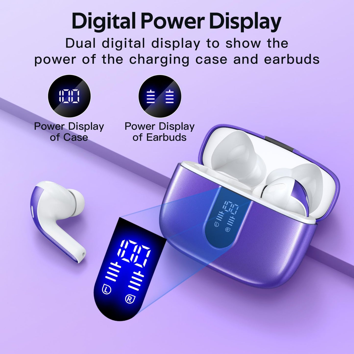 TAGRY Bluetooth Headphones True Wireless Earbuds 60H Playback LED Power Display Earphones with Wireless Charging Case IPX5 Waterproof in - Ear Ear buds with Mic for TV Smart Phone Laptop Computer Sports - TechNova