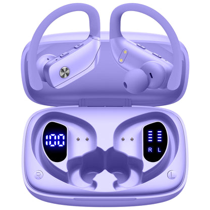 bmani Ear Buds Wireless Earbuds Bluetooth Headphones with 80H Playtime LED Display Case, Over - Ear Hook with Mic, Stereo Sound, Easy Button Controls, Sports Earphones for Running Workout Gym Black - TechNova