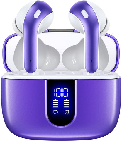 TAGRY Bluetooth Headphones True Wireless Earbuds 60H Playback LED Power Display Earphones with Wireless Charging Case IPX5 Waterproof in - Ear Ear buds with Mic for TV Smart Phone Laptop Computer Sports - TechNova