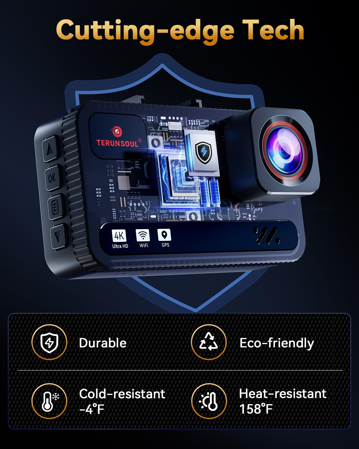 4K+4K Dash Cam Front and Rear, Free 128GB Card Included, 5.8GHz WiFi Dash Camera for Cars, Built - in GPS, G - Sensor, 170°Wide Angle, 3" IPS Screen, 24H Parking Mode, Support 512GB Max - TechNova