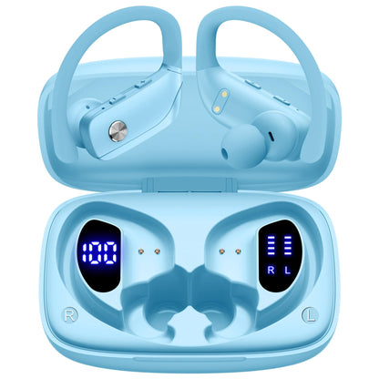 bmani Ear Buds Wireless Earbuds Bluetooth Headphones with 80H Playtime LED Display Case, Over - Ear Hook with Mic, Stereo Sound, Easy Button Controls, Sports Earphones for Running Workout Gym Black - TechNova