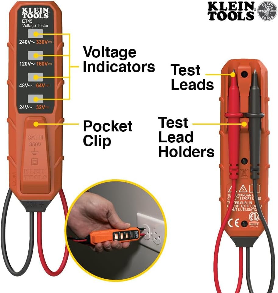 NCVT3PKIT Electrical Test Kit, Dual - Range Non - Contact Voltage Tester with Flashlight, AC/DC Voltage Tester - TechNova