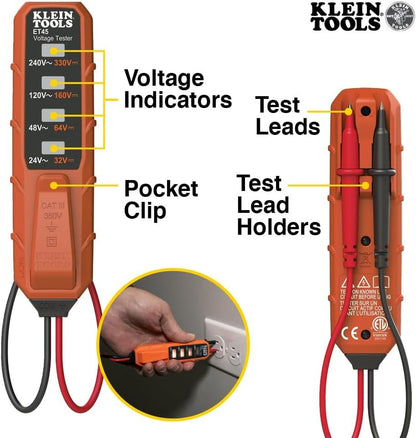 NCVT3PKIT Electrical Test Kit, Dual - Range Non - Contact Voltage Tester with Flashlight, AC/DC Voltage Tester - TechNova
