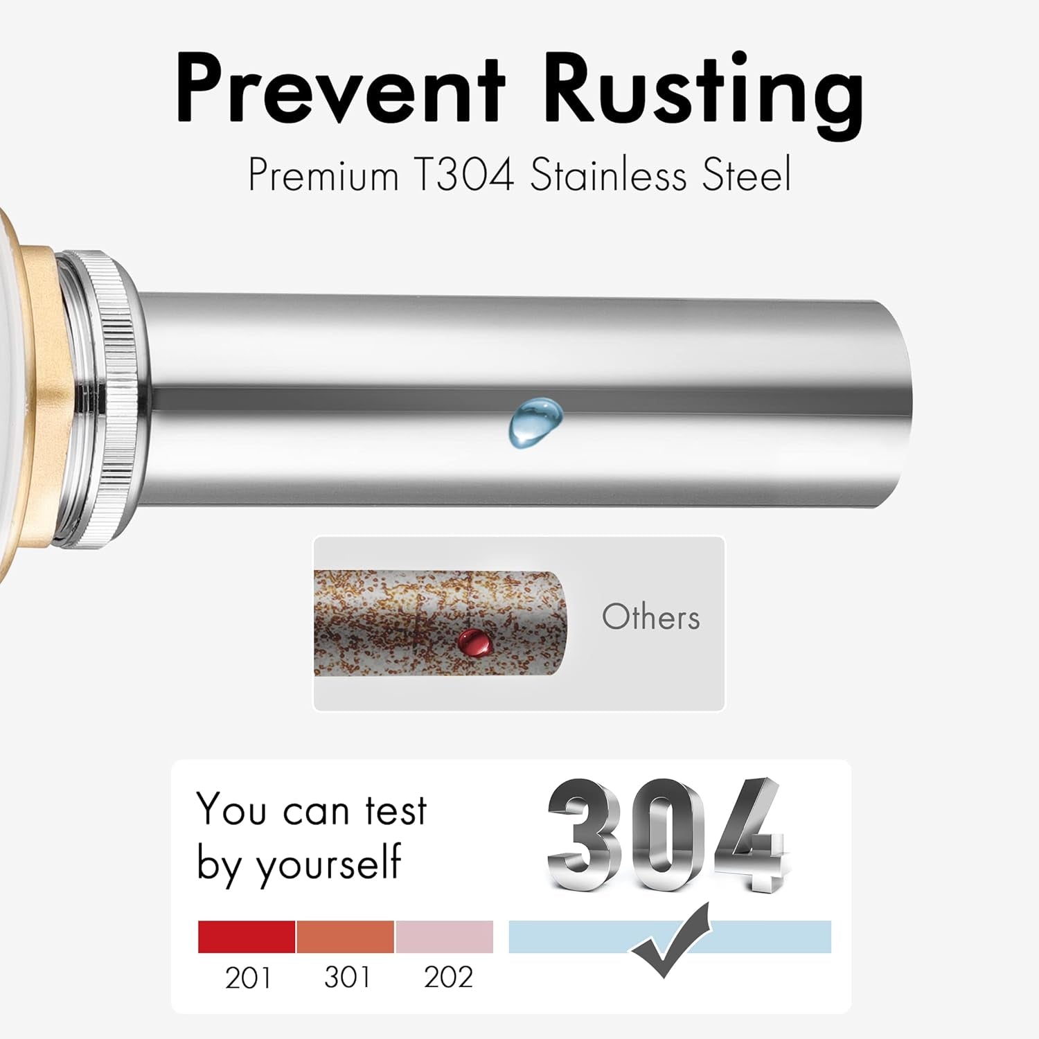 Chrome Pop-Up Vessel Sink Drain Stopper, Rustproof Brass/Stainless Steel S2008D-CH - TechNova