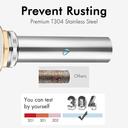 Chrome Pop-Up Vessel Sink Drain Stopper, Rustproof Brass/Stainless Steel S2008D-CH - TechNova