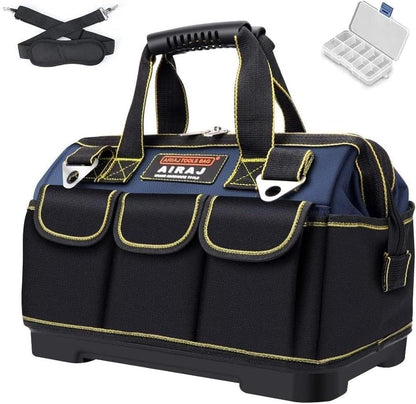 16 Inch Wide Mouth Heavy Duty Tool Bag for Men - Waterproof Base, Professional Organizer - TechNova