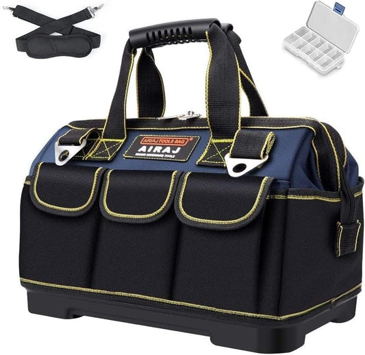16 Inch Wide Mouth Heavy Duty Tool Bag for Men - Waterproof Base, Professional Organizer - TechNova