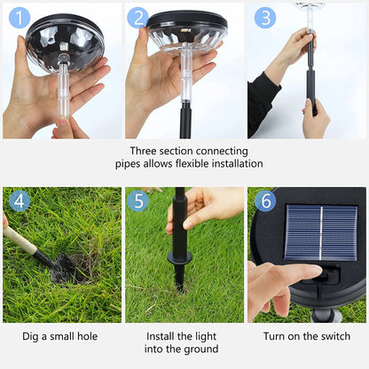 6 Pack Outdoor Solar Dual Mode Waterproof LED Lights - White & Multi-Color - TechNova