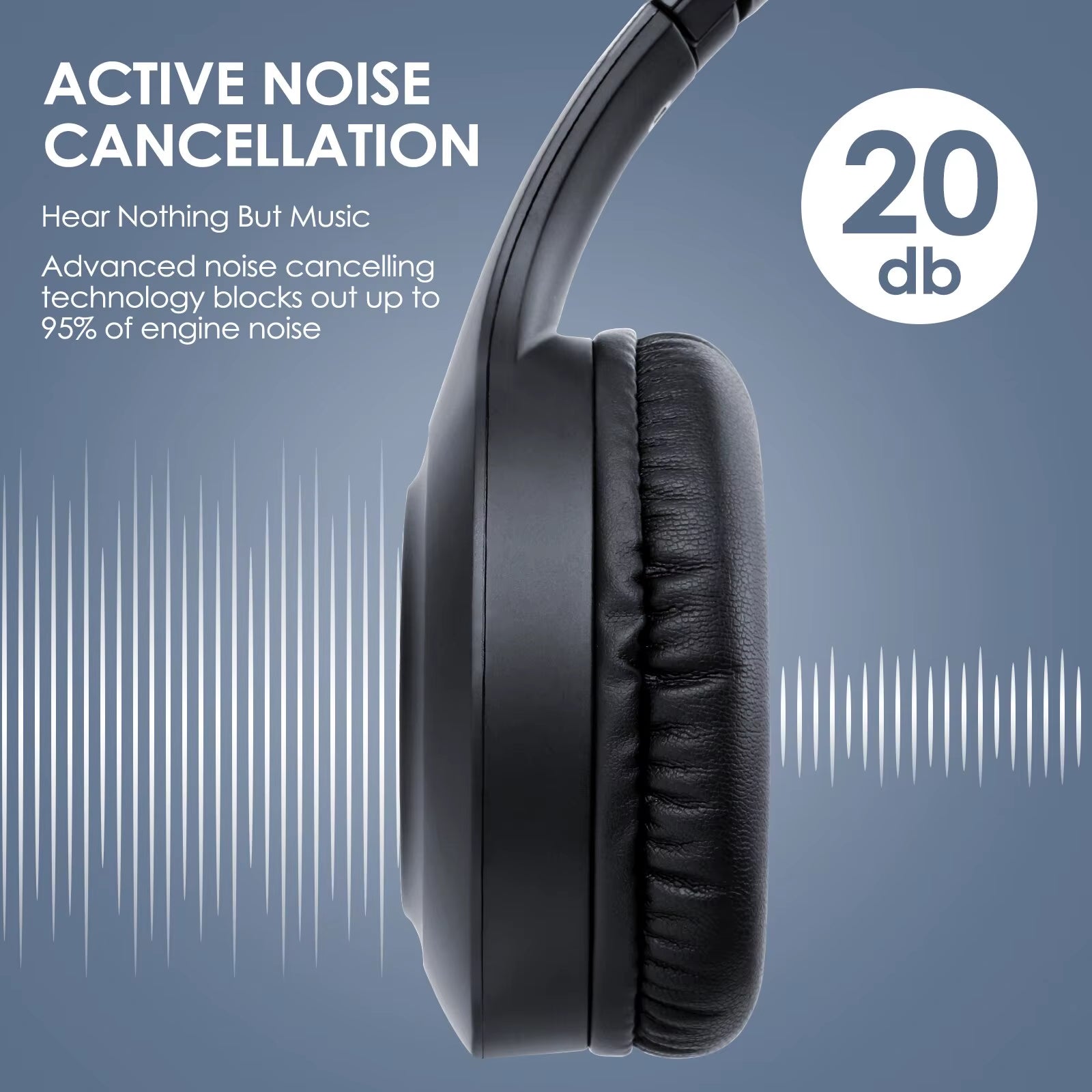 JH - ANC923 Active Noise Cancelling Wireless Headset Foldable Over - Ear Bluetooth Headphone with Mic Hi - Fi Stereo Deep Bass - TechNova