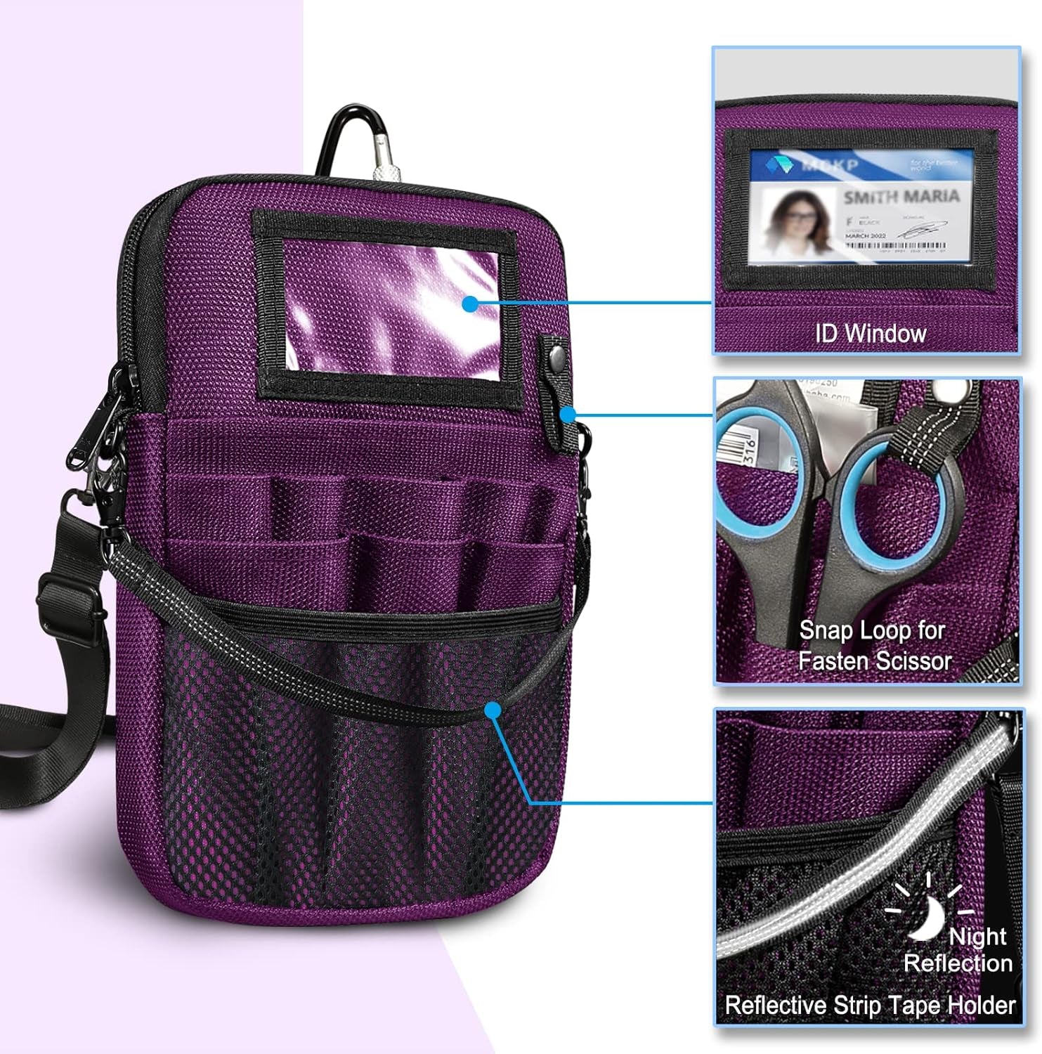 Nurse Fanny Pack with Tape Holder, Multi Compartment Medical Gear Pocket Belt Bag Nursing Organizer Pouch | Utility Waist Pack for Stethoscopes, Bandage Scissors Other Medical Supplies, Purple - TechNova