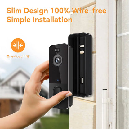 Wireless Doorbell Camera with Chime, Smart Video Doorbell Security Camera with ，Black - TechNova