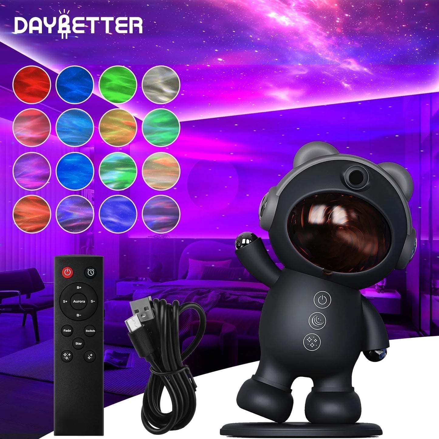 Star Projectors, Galaxy Projector Light for Bedroom ,Timer Remote Ceiling Lamp Night Light for Kids Black - TechNova