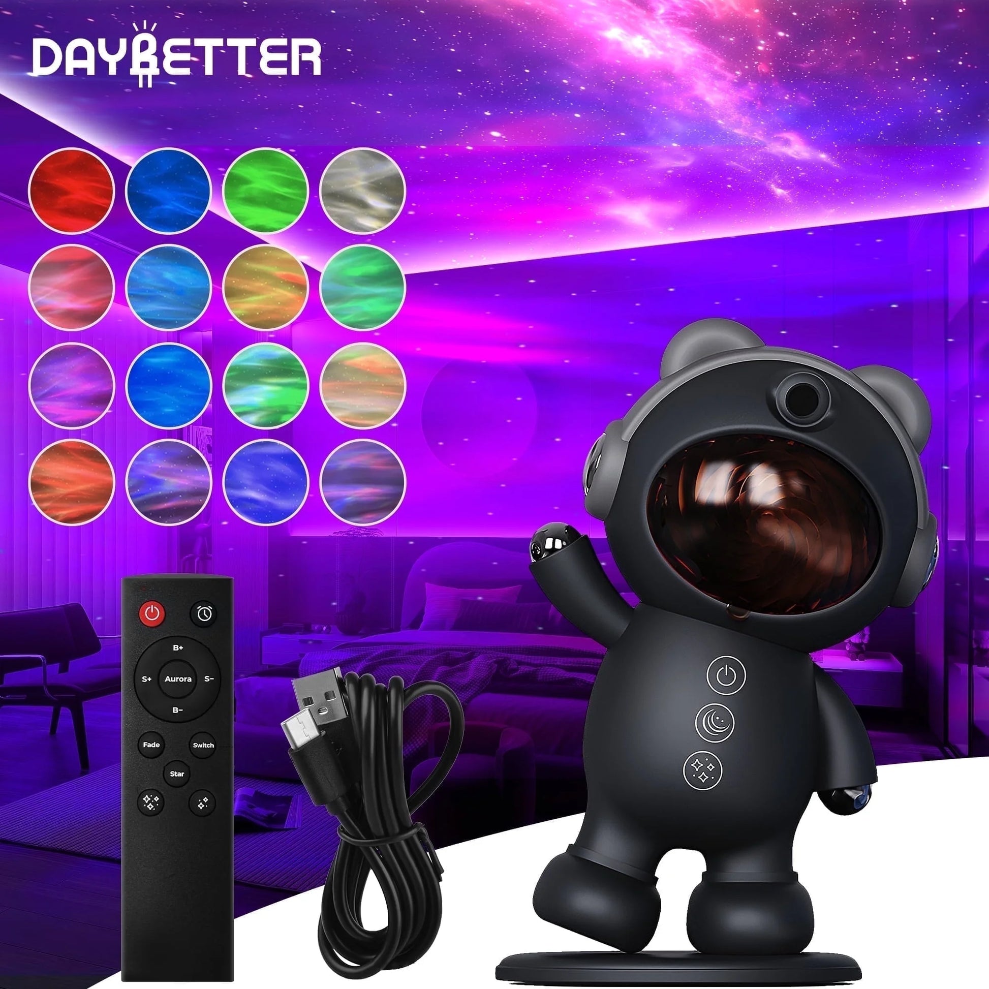Star Projectors, Galaxy Projector Light for Bedroom ,Timer Remote Ceiling Lamp Night Light for Kids Black - TechNova